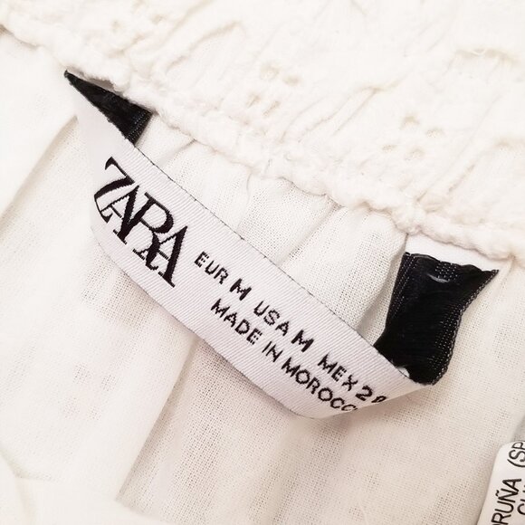 Zara White Eyelet Embroidered Tiered Mini Skirt M High Waist Coquette Romantic - Picture 12 of 16